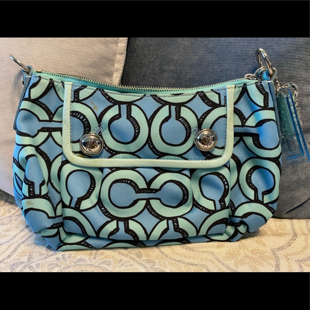 Coach Blue Optic Purse. Has a few stains